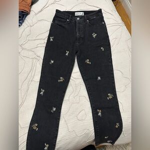 Abercrombie & Fitch Black Embroidered Jeans 25 Short